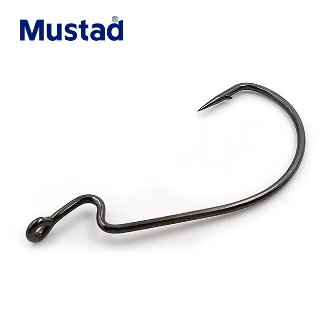 Original Mustad Fishing Hook 38105NP-BN Soft Plastic Worm Jig Hook High  Carbon Steel Striped Bass