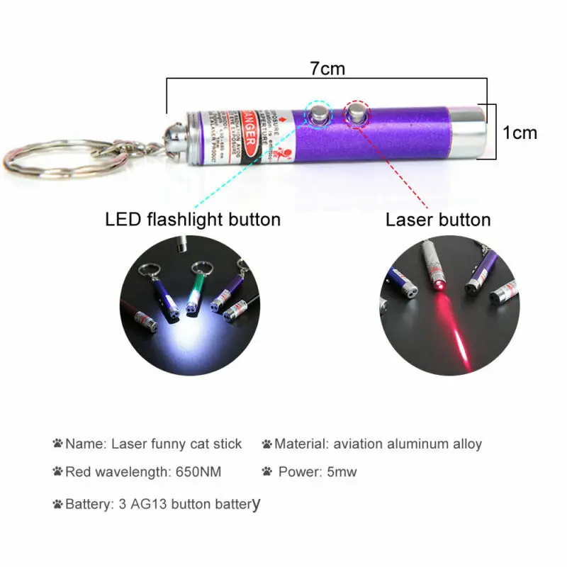 Creative Funny Pet LED Laser Toy Cat Laser Toy For Cats Laser Cat Pointer Pen Interactive Toy Random Color Give Three Batteries