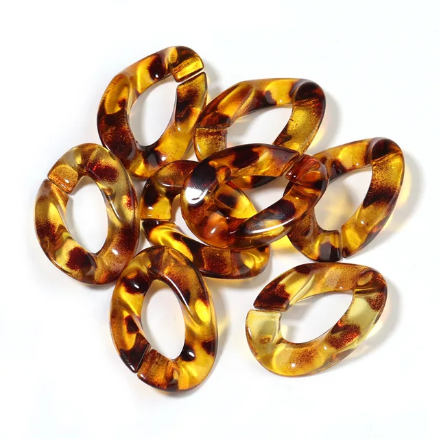 Wholesale 23mm*17mm Multi color Acrylic Twisted Chains Assembled Parts Beads Diy Jewelry Findings Accessories 60 pieces(JM6582) Leopard Print Style