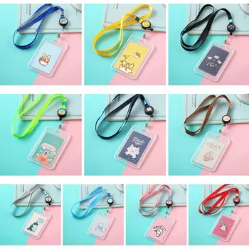 

Cute Cartoon Plastic Bus ID Card Holder Case Badge Retractable Reel Neck Strap Lanyard