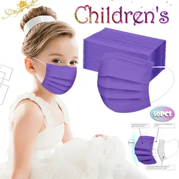 

50pcs Disposable Face Masks 3 Layer Filter Anti Dust Smog Earhook Breathable Gauze Mask Adult Purple Face Mouth Mask mascarilla