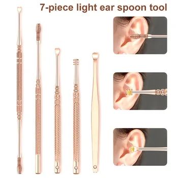 

1 Set 7pcs Ear Cleaning Tools Stainless Steel Anti-slip Ergonomic Safe Earpick Tool P9