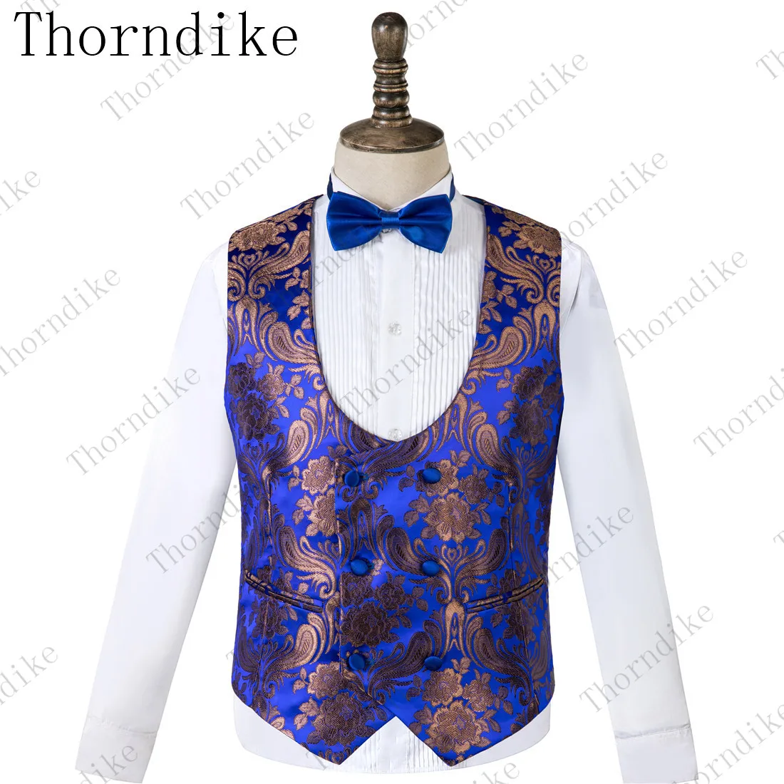 Thorndike Королевский Синий Облегающий медный узор костюмы новые модные мужские куртки+ брюки+ жилет из 3 предметов высокого качества мужской свадебный костюм