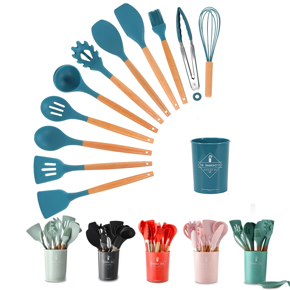 

Kitchen Accessories Gadgets Cooking Tools Sets Silicone Kitchen Utensils Non-stick Heat-resistant Cookware Kit Kitchen Supplies