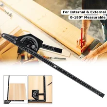 Ângulo régua ângulo transferidor aço inoxidável 180 ° ângulo localizador medida régua calibre ferramenta 230x500mm