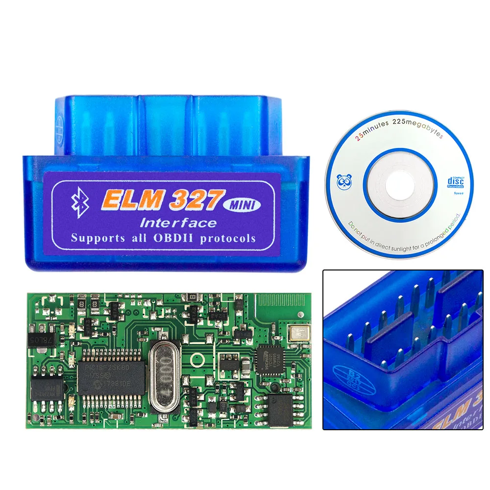 Мини ELM327 V1.5 PIC18F25K80 OBD2 сканер ELM 327 1,5 OBDII Bluetooth диагностический инструмент сканирования ELM 327 V1.5 25K80 чип 3 цвета - Цвет: Blue PIC18F25K80