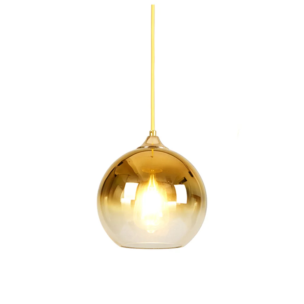 JIAMEN, современный круглый стеклянный подвесной светильник, Светодиодная лампа E27, Подвесная лампа для гостиной, кухни, скандинавского внутреннего декора, градиентные светильники - Цвет корпуса: Gold