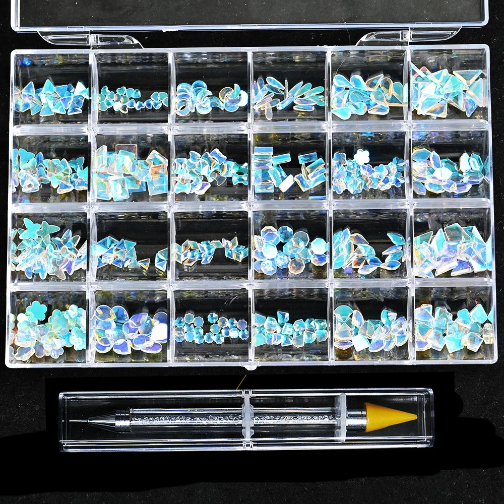 Nail Rhinestone Set 480pcs/Box With One PC Dot Pen Crystals AB DIY Rhinestones Gold Bottom Glass Stones For Nail Art Accessories 4