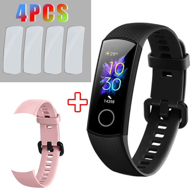 Смарт-браслет huawei Honor Band 5, Оксиметр кислорода в крови, волшебный цветной сенсорный экран для сердечного ритма и сна, умный Браслет - Цвет: black add pink