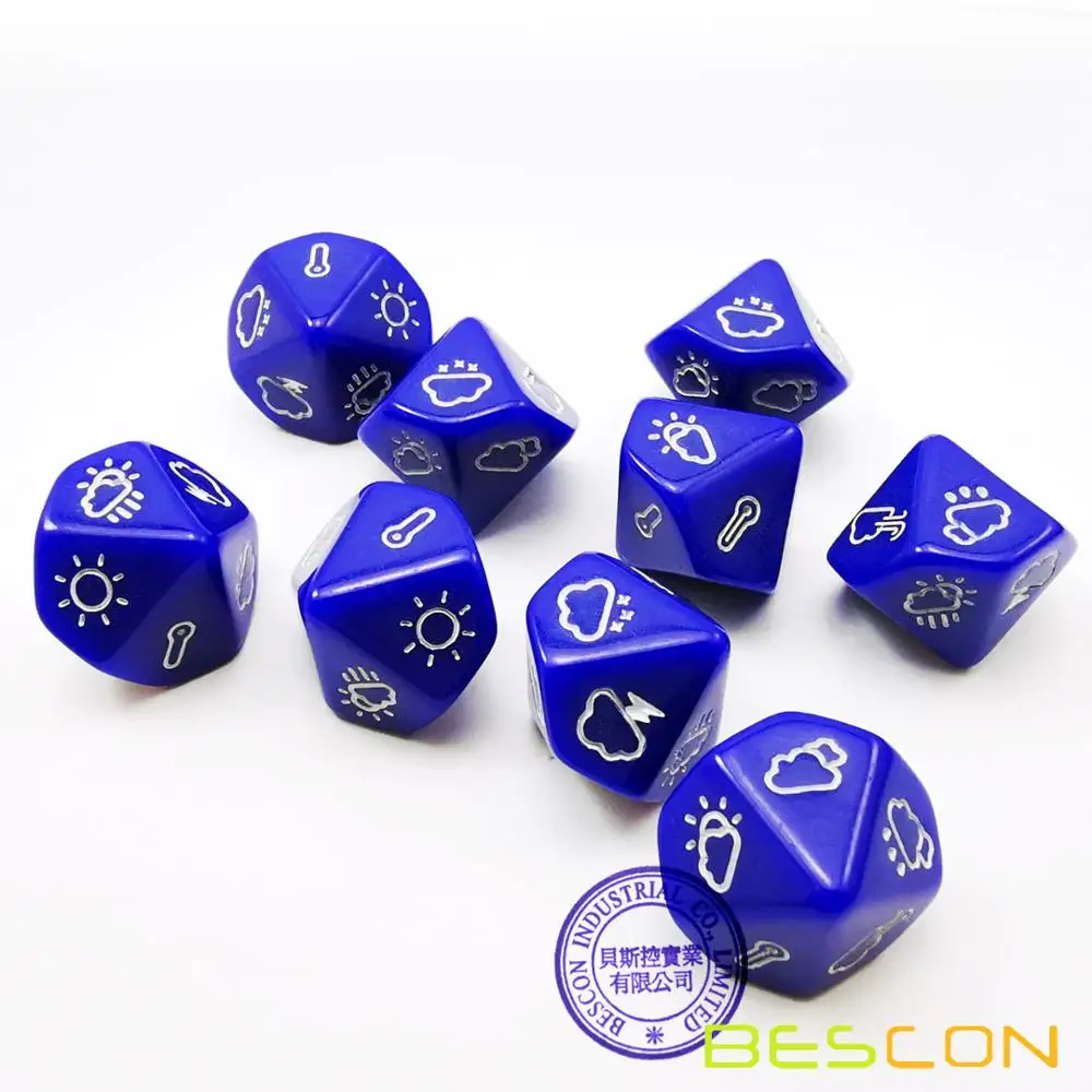 Bescon's Emotion Weather and Direction Dice Set 3 piece Proprietary Polyhedral RPG Dice Set