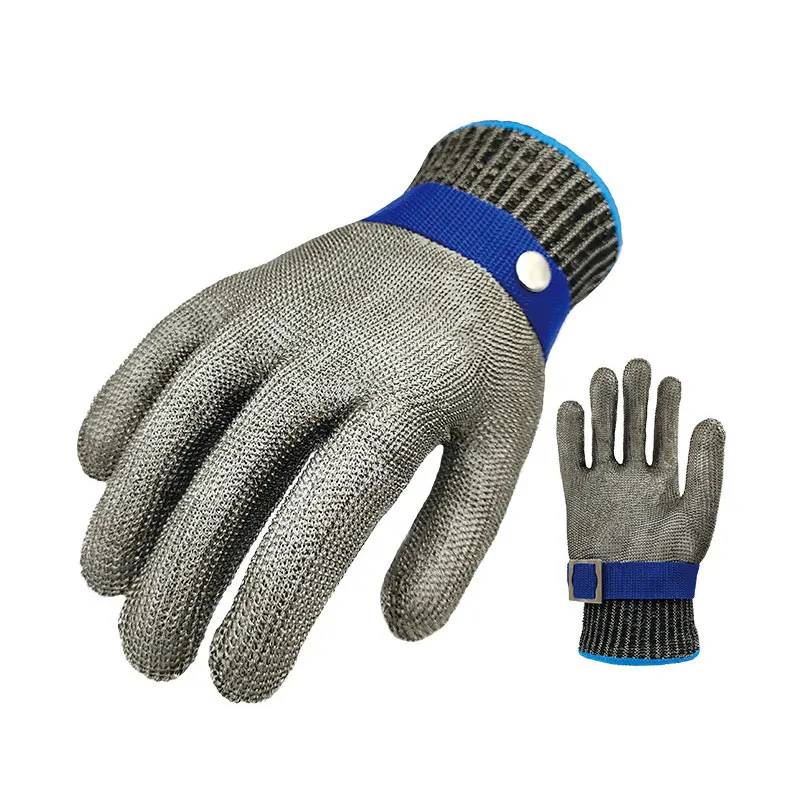 Guantes de alambre de inoxidable para carnicero, Seguridad al aire libre de pesca anticortes, malla metálica, protección para carne - y entretenimiento