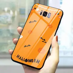 И надписью "Happy Halloween" Стекло чехол для телефона для samsung Galaxy A70 чехол A60 M40 A50 A40 A20 A30 A10 S7 край S8 S9 плюс S10