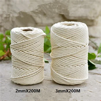 

3MM Macrame Rope Twisted String Cotton Macrame Cord For Handmade Natural Beige Rope DIY Home Wedding Accessories Gift 2MM Cords