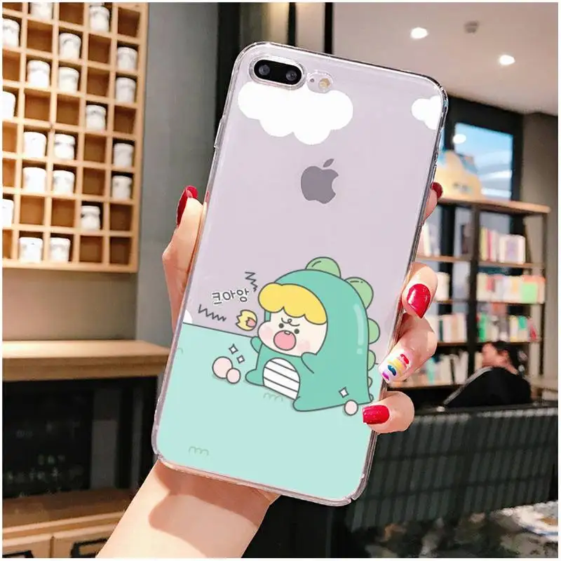 FHNBLJ Cute Dinosaur Phone Case For iPhone X XS MAX 6 6s 7 7plus 8 8Plus 5 5S SE 2020 XR 11 11pro max Clear funda Cover iphone 8 plus wallet case