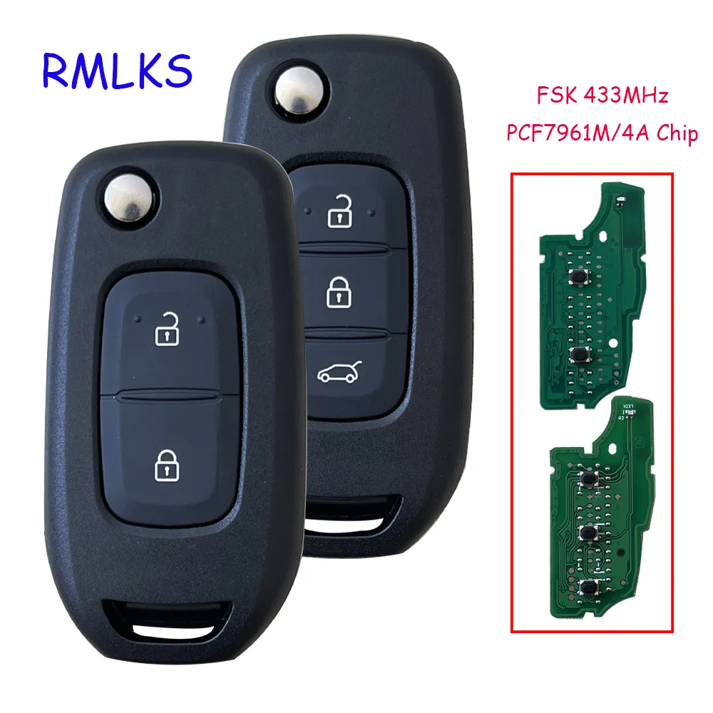Флип-флип дистанционный ключ-брелок от машины FSK 433 МГц PCF7961 для Renault Kadjar Captur Symbol