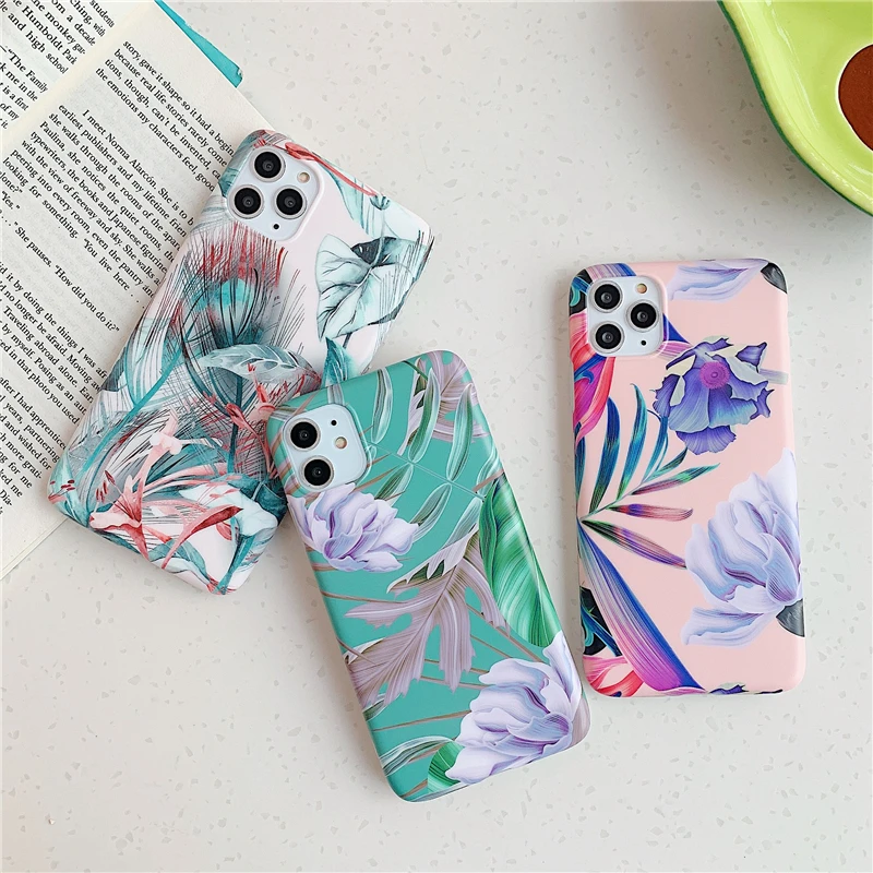Элегантные цветы чехол для телефона для Iphone 11 Pro Max X Xr XsMax 7 8 плюс цветной блестязий, мягкий IMD; гладкий силиконовый чехол на заднюю панель