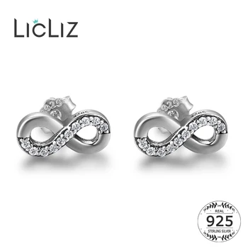 

LicLiz 925 Sterling Silver Paved Zircon Crystal Eternity Stud Earrings for Women Clear CZ Silver Earring Jewelry Gifts LE0692