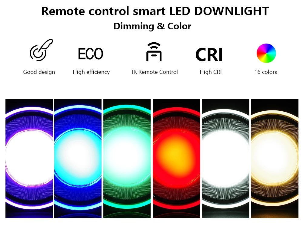 LUCKY LED Downlight Dimmable 220v 110V Round Led Spot 5W 7W RGB Led Recessed Ceiling Down Light for Room with IR Remote Control
