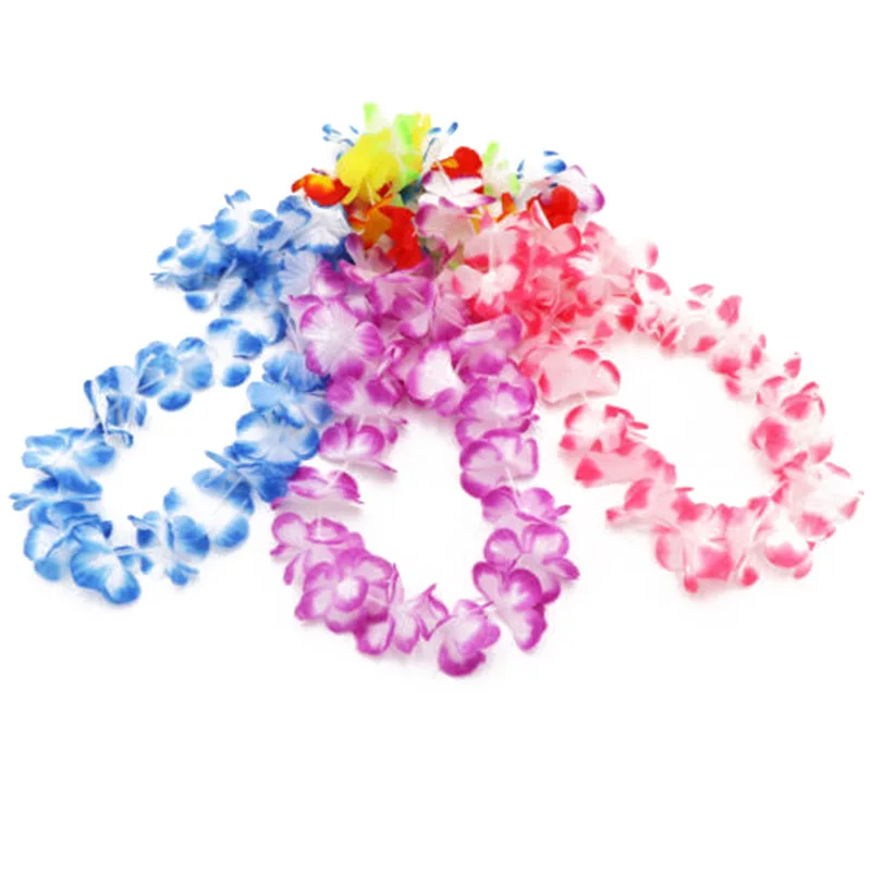 

48/60pcs Petals Flower Garlands Necklace Hawaiian Tropical Beach Party Dress Kit