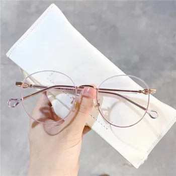 

S11635 Metal Circle Full Frame Trend Plain Glasses INS Female Comfortable Eyeglasses Fixing Device Delicacy Framed Mirror Myopia