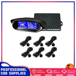 Sensor de estacionamiento de doble núcleo, 12V, con 6 sensores de respaldo de Vista trasera, Kit de sistema de Radar de estacionamiento de marcha atrás, pantalla Digital LCD