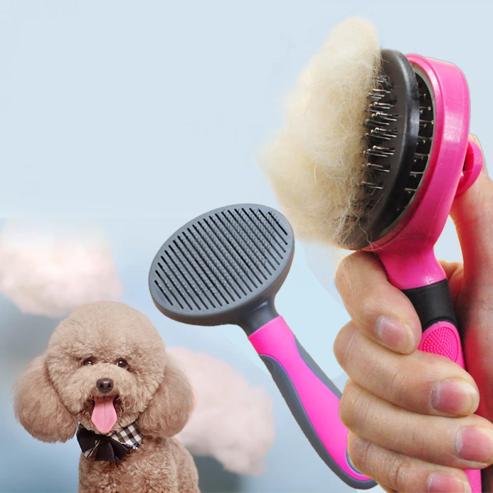 

Household Pet Hair Remover Tools Dogs Comb One-click Cleaning Design Dog Grooming Brush Slicker Brush Dog Cat Comb 4
