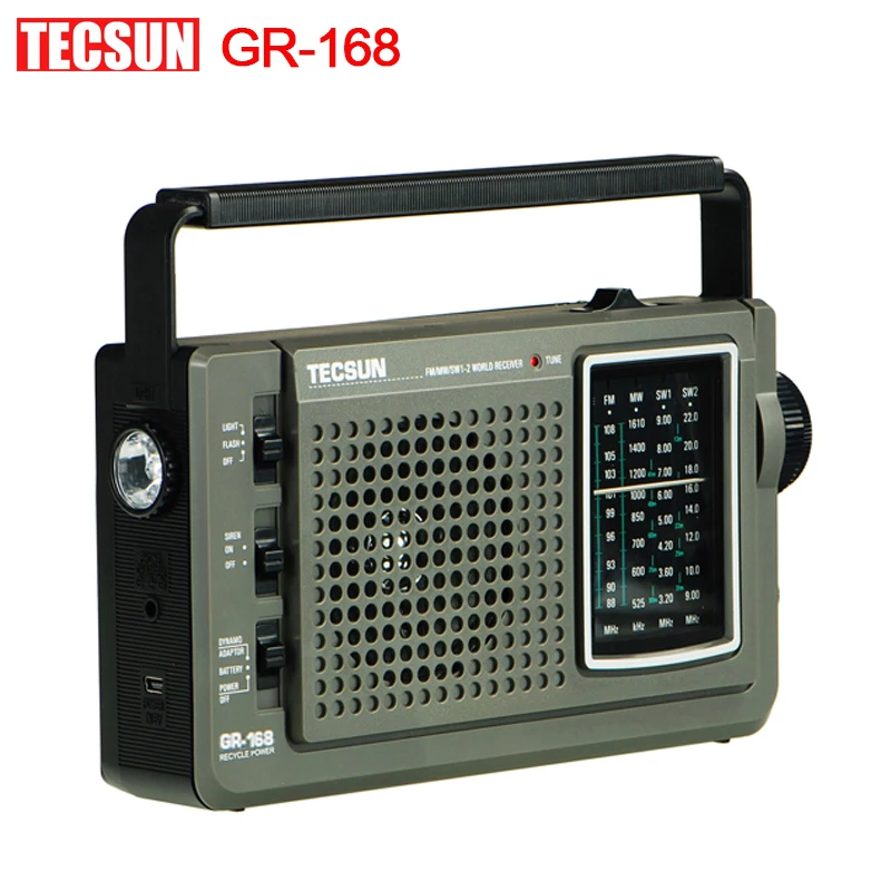 Buy Tecsun Gr 168 Fm Sw Mw Crank Radio With Led Lamp High Sensitivity World Band Emergency Alarm Radio Receiver For Emergency In The Online Store Vitronixccl At A Price Of 54 98 Usd