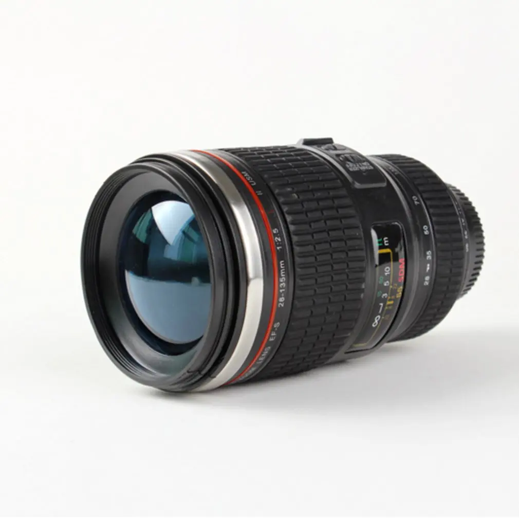 

Creative fun black white stainless steel lens cup creative insulation cup realistic camera lens cup fun gift