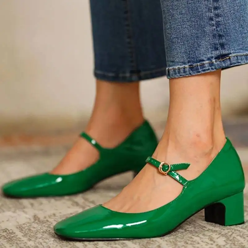 Mary Jane Shoes Fashion Women's Shoes Mary Jane Style Ladies Shoes Low Heel Shallow Mouth Round Toe Solid Color Women's Party