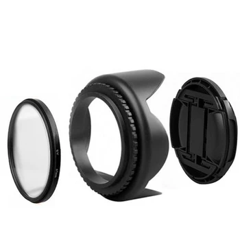 

Camera Lens Cap 55mm UV Filter+ Lens Cap+ Lens Hood KIT for D5500 D5300 D5600 D3400 AF-P Lens Hood for Nikon