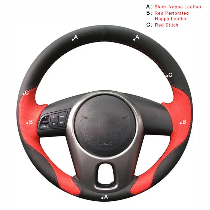 Авто оплетка на руле Крышка для Kia Forte 2009- Soul 2010-2013 Rio 2009-2011 DIY оплетка автомобиля Стайлинг - Название цвета: Top Layer Leather