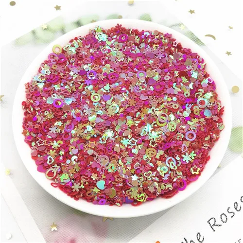 Mix Size Red Смешанные ногти блестки Мульти Сердце Звезда Луна точка форма блесток смешанные цвета плоские круглые свободные блестки DIY Маникюр Искусство Декор ногтей 10 г - Цвет: Mix Size Red