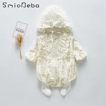 

New Baby One-piece Bodysuits Clothes In Spring 2020 Newest Girls Sweet Flower Breaking Rompers Full Printed Floral Jumpsuit Kids