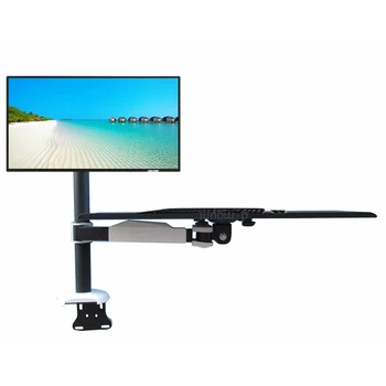 

10"-27" monitor sit-stand work station wall mount with long keyboard tray plate stand monitor bracket shelf