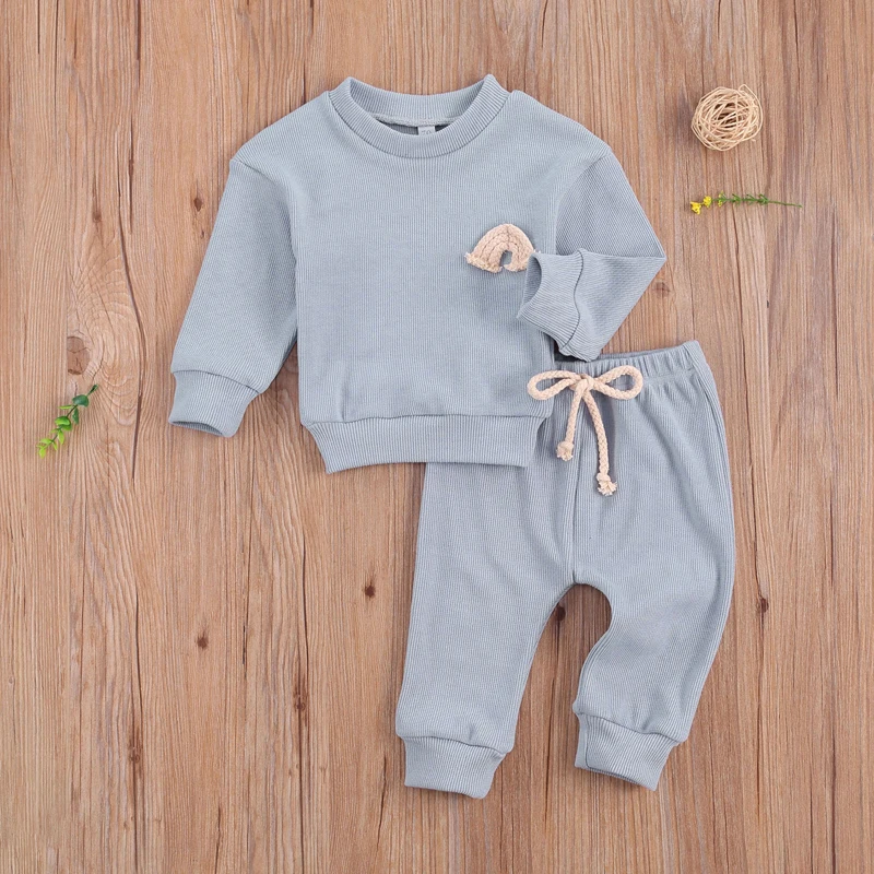 Baby Girls Boys Solid Color Clothes Set
