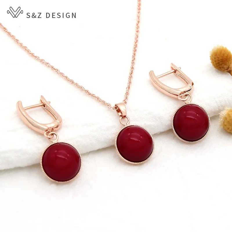 S&Z DESIGN Fashion Colorful Imitation Pearl Dangle Earrings Pendant Necklace Jewelry Sets For Women Wedding Party