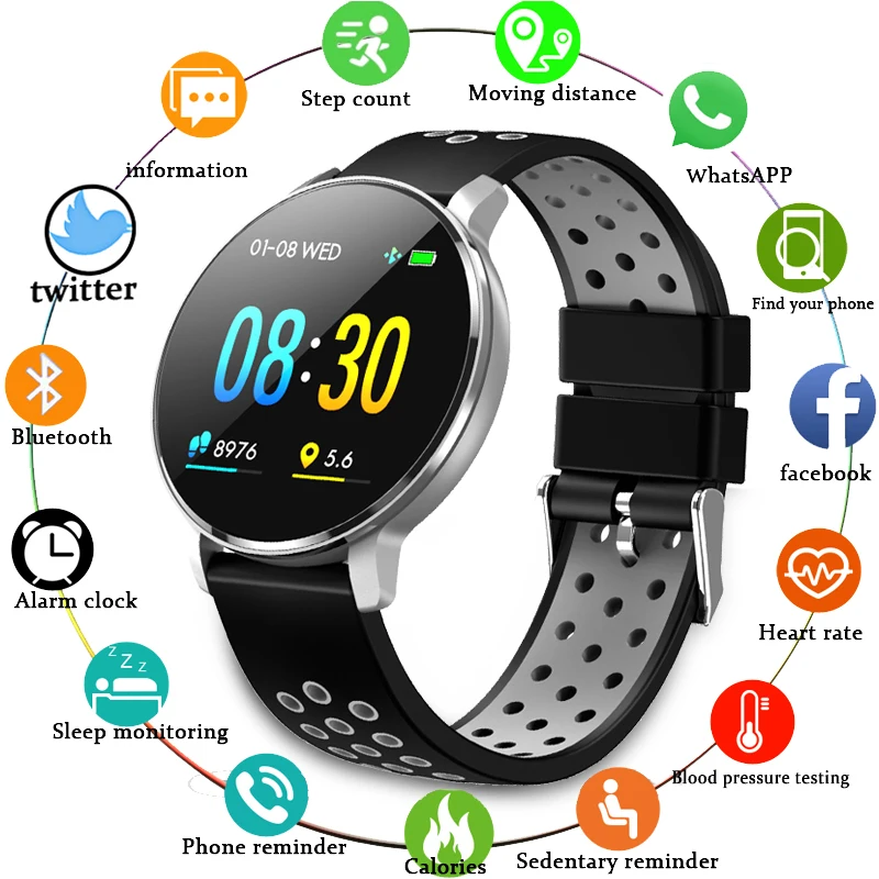 

2019 New Smart Watch IP68 Waterproof Heart Rate Blood Pressure Monitor LIGE Smartwatch Fitness Tracker for Men Women Sport watch