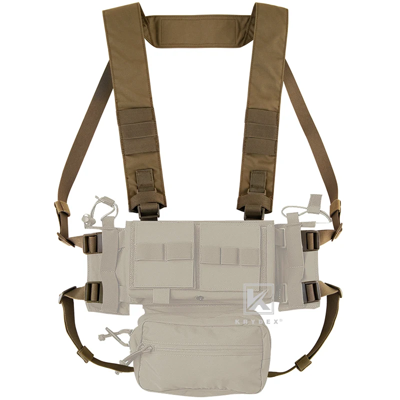 

KRYDEX Micro Fight H Harness Set For MK3 MK4 D3CRM Chest Rig Shoulder & Back Strap W/ Male & Female Buckles Coyote Brown