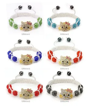 

rt43ew fashion Mixed 6 Color Beads pink Bangles crystal Bracelet fasion women jewelry