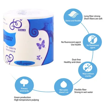 

Cleaning Toilet Paper Paper Bathroom Bath Tissue Soft Household Wood Pulp Lint-free Comfortable Sanitary Toilet Tissue Paper