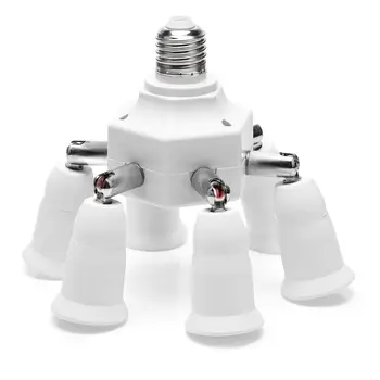 

7 in 1 Light Socket Splitter JACKYLED 6+1 E26 E27 Adapter Converter for Standard Light Bulbs 360° Adjustable 180° Bendable