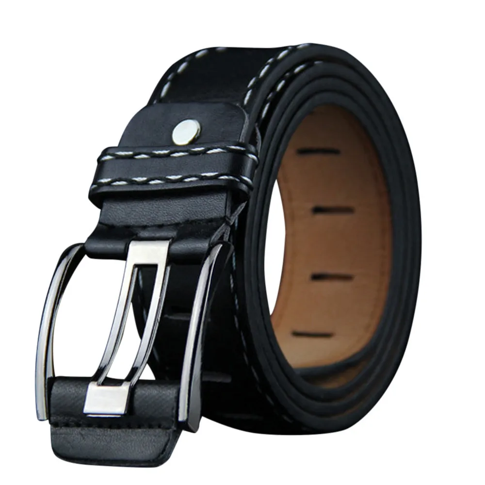 

Leather Belts Men Pin Buckle Male Waistband Black PU Leather Men's Belt 3.7cm Width 100 to135CM 2.89 #Z15