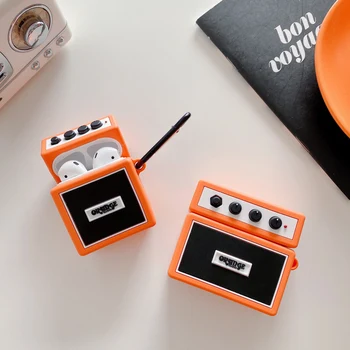 

for Airpods 1 2 3 Loudspeaker box Soft Earphone Case for AirPods Pro Bluetooth Headphone Orange Trend Silicone Cover with Hook