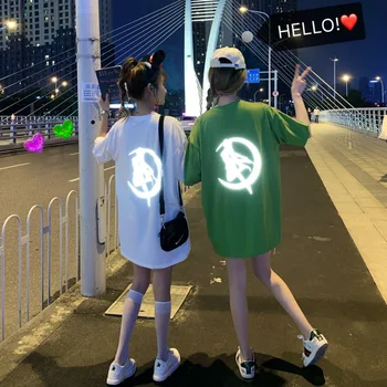 

Autumn Summer Sailor Moon T Shirt Womenkorean Style Loose Fit Reflective Printe O Neck Oversize Short Sleeve Free Shipping 2020