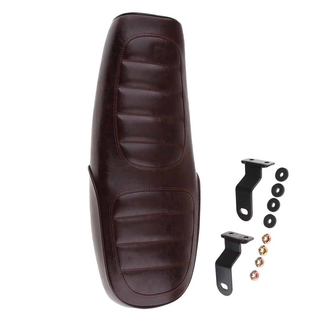 Motorcycle Universal Seat Cafe Racer Vintage Saddle -  Brown Automotive Extended Hump Cushion