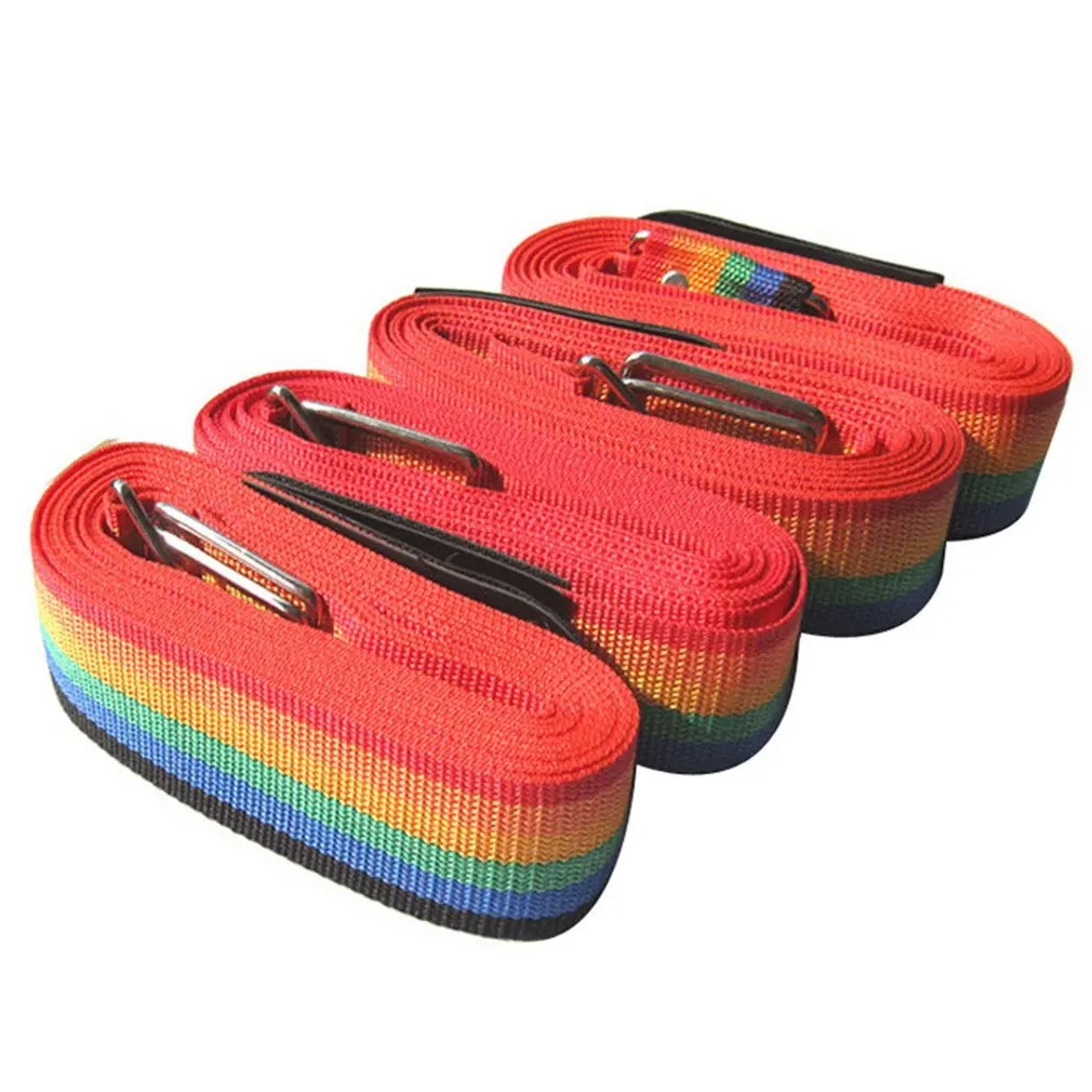 Радужный багажный чемодан с защитным замком, перекрещивающиеся ремни с пластиковой пряжкой из полипропиленовой ленты, устойчивые для багажа, ремни для чемодана - Цвет: Colorful