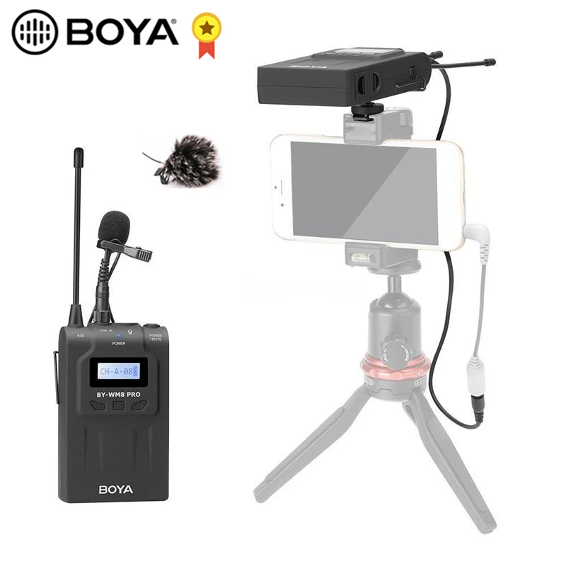 BOYA BY-WM8 Pro K1 UHF беспроводной микрофон микрофонная система двухканальный петличный двухканальный 32 МГц пропускной способности