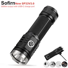 Sofirn — Lampe de poche puissante SP33V3.0 à lumière LED, type C, USB rechargeable, torche Cree XHP50.2 avec indicateur de puissance, 3500 lumens