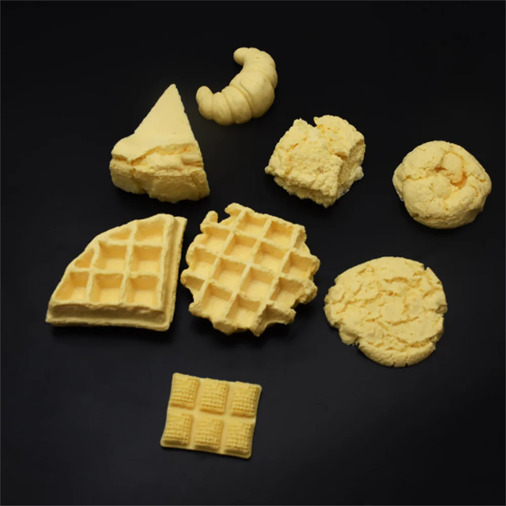 3D Ins Simulation Large Waffle Candle Silicone Molds DIY Cookies Croissant Donut Handmade Making Wax Cake Plaster Mould Baking | Дом и сад