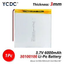 1/2/4 шт. Перезаряжаемые 3,7 V 30100100 6000mAh литий-полимерный Батарея Замена для электронной книги планшет ноутбук электронная книга